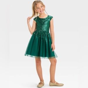 Cat & Jack Emerald Green Sequin Dress